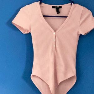Forever 21 pink v-neck body suit